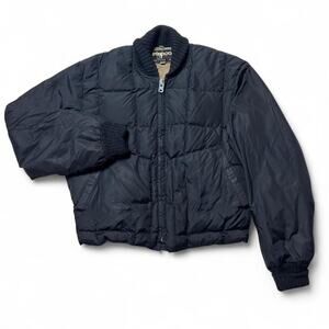 Tempco Vintage 70s USA made Western Black Goose Down Puffer Coat Small